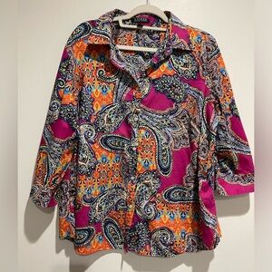 Lauren By Ralph Lauren Women’s Paisley Button Shirt